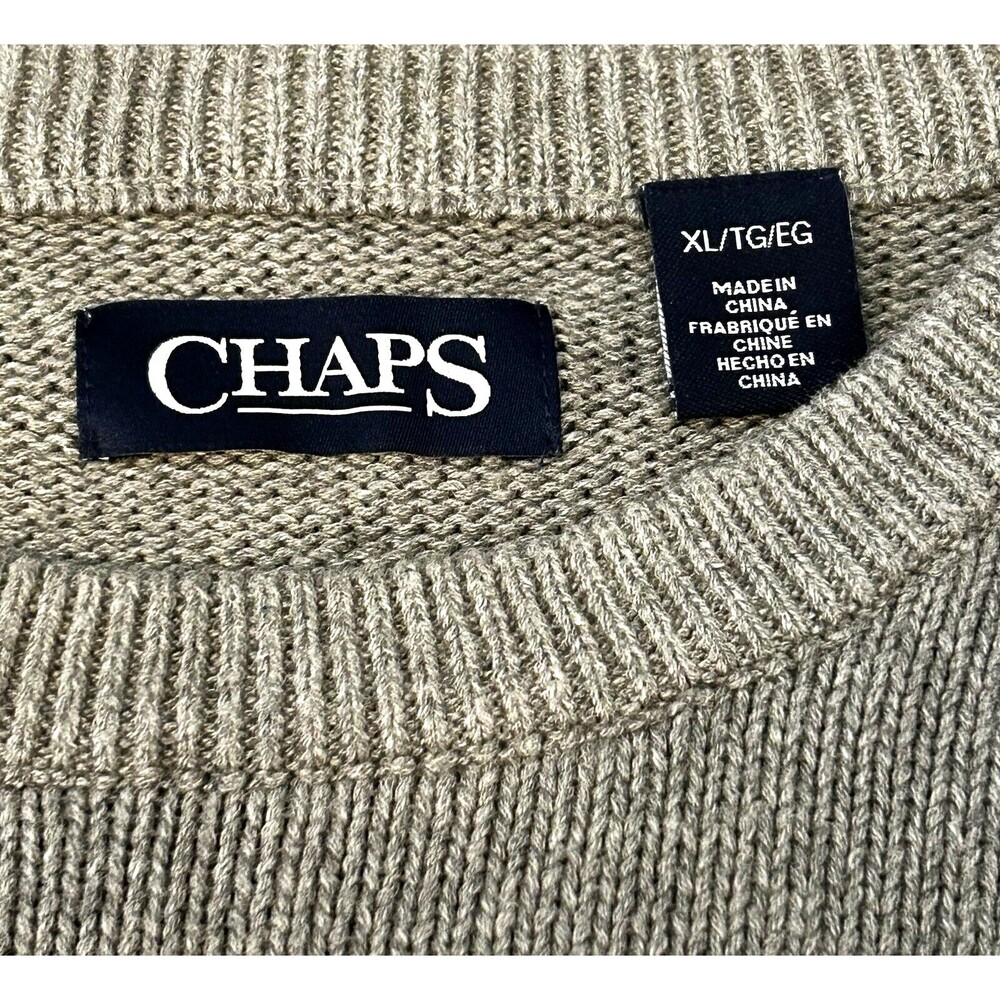 Mens Chaps Blue Gray Striped Sweater Pullover Crew Neck Classic Preppy Rugby XL - Picture 7 of 11